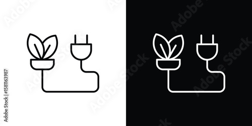 Biomass energy icon thin line symbol on white background. Editable stroke vector illustration