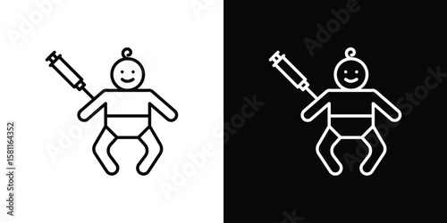 Baby Vaccination icon thin line symbol on white background. Editable stroke vector illustration
