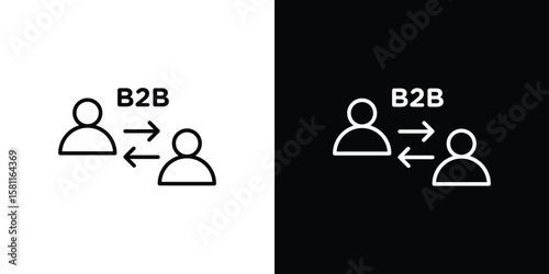 B2B icon thin line symbol on white background. Editable stroke vector illustration