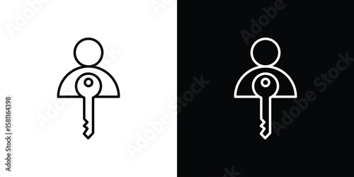 Authentication icon thin line symbol on white background. Editable stroke vector illustration