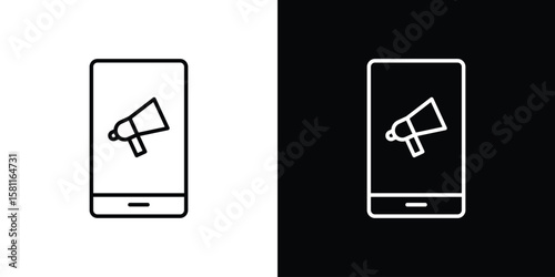 Advertising icon thin line symbol on white background. Editable stroke vector illustration