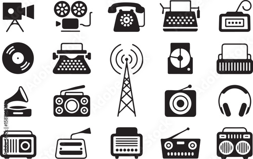 Vintage Technology Icons Retro Gadgets and Communication Devices