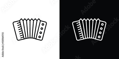 Accordion icon thin line symbol on white background. Editable stroke vector illustration