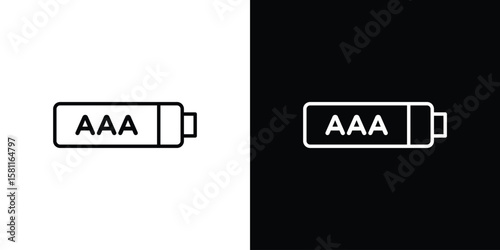 AAA battery icon thin line symbol on white background. Editable stroke vector illustration