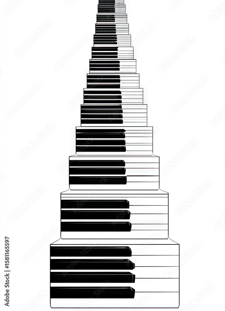 Piano keyboard tiered cake design