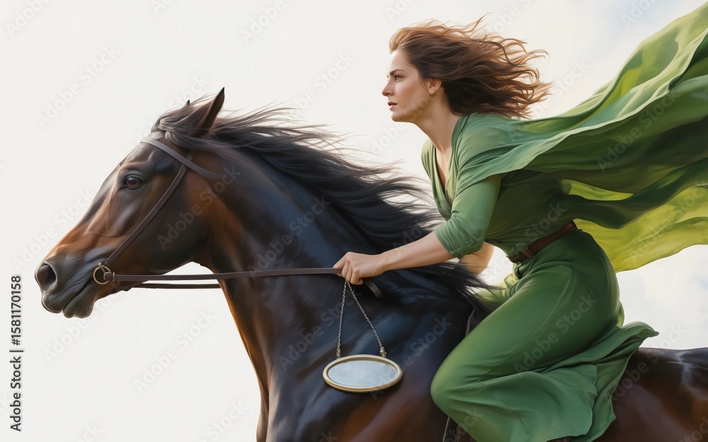 Obraz premium young woman with horse