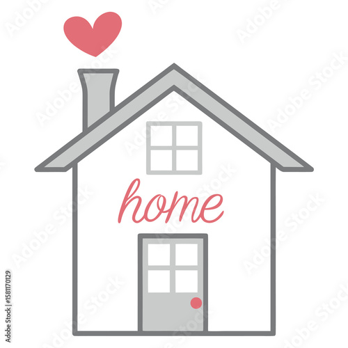 Cozy little house with a heart above the chimney signifying love and warmth