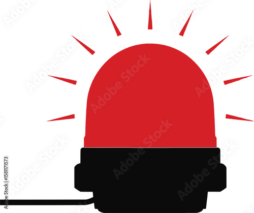 Vector illustration of a red emergency siren flashing to signal an urgent situation