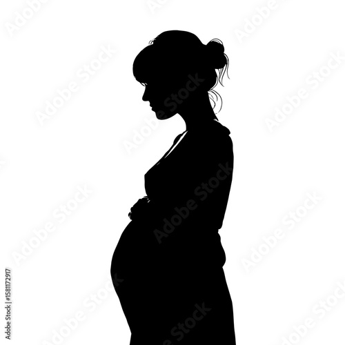 vector silhouette of a pregnant woman on a white background .Generative AI