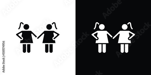 Twin icon, Vector graphics in filled style