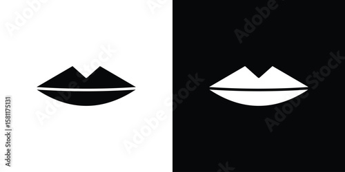 Thin lips icon, Vector graphics in filled style
