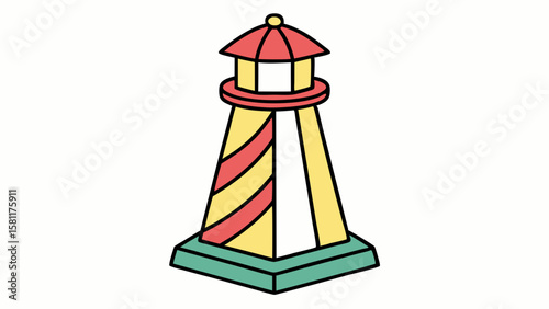 Colorful lighthouse illustration for coastal decorations and travel-themed designs