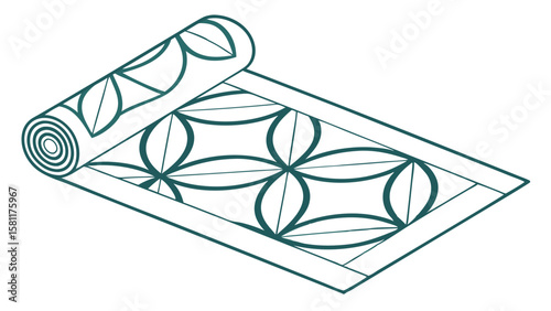 Elegant yoga mat rolled up with floral design, ideal for health and wellness promotions