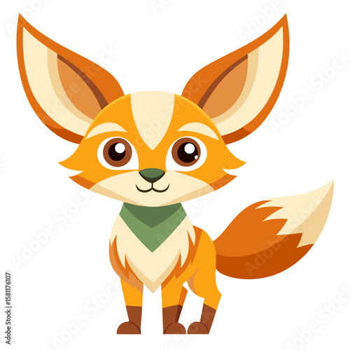 Playful Fennec Fox: The charming fennec fox, with its iconic oversized ears and captivating gaze, stands as a delightful illustration.