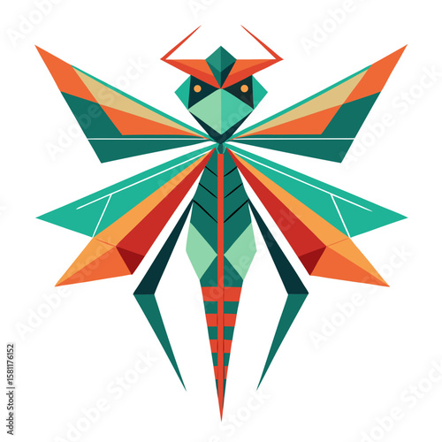 Geometric Insect: This intricate geometric design showcases a captivating insect, its form built from bold shapes and vibrant colors, creating a modern and artistic interpretation of nature.