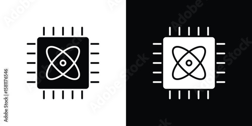 Quantum computing icon, Vector graphics in filled style