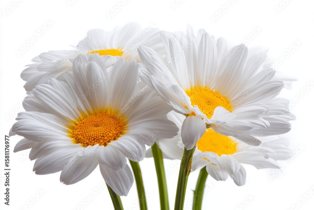 Obraz premium A bouquet of daisies or chamomiles is shown isolated on a white background