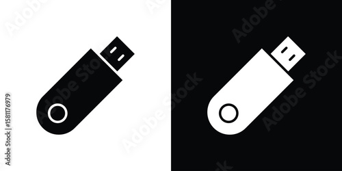 Pendrive icon, Vector graphics in filled style