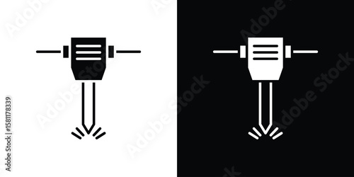 Hydraulic breaker icon, Vector graphics in filled style