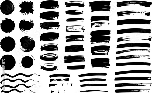 Black Brush Line Strokes Hand-Drawn Vector Design Elements
