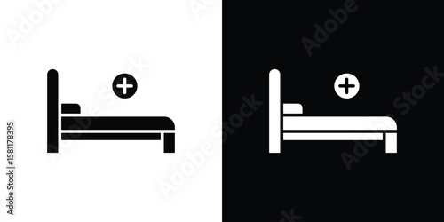 Hospital bed icon, Vector graphics in filled style