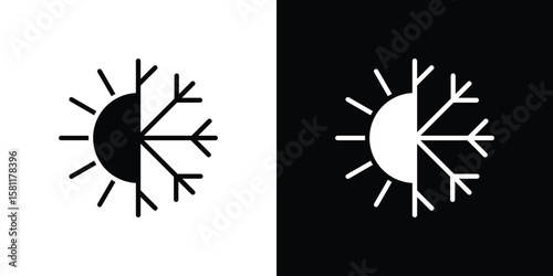Hot and cold icon, Vector graphics in filled style
