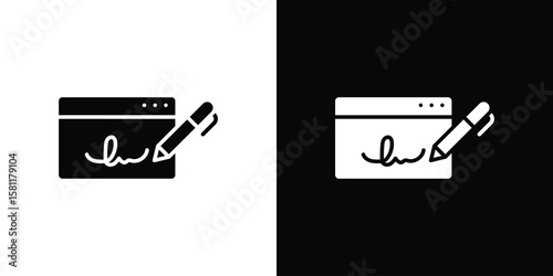 Electronic signature icon, Vector graphics in filled style