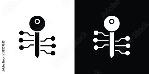 Digital key icon, Vector graphics in filled style