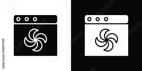 Convection turbofan stove icon, Vector graphics in filled style