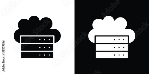 Cloud server icon, Vector graphics in filled style