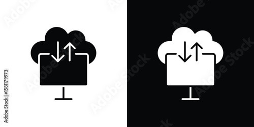 Cloud computing icon, Vector graphics in filled style