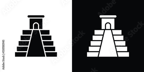 Chichen Itza icon, Vector graphics in filled style