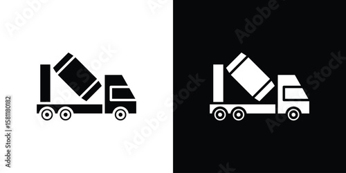 Cement truck icon, Vector graphics in filled style