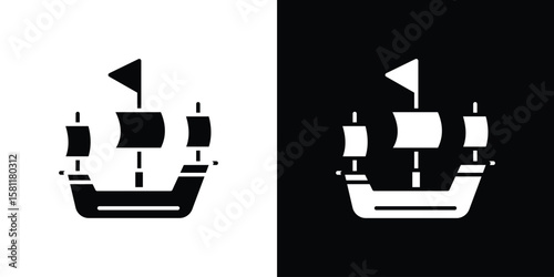 Caravel icon, Vector graphics in filled style