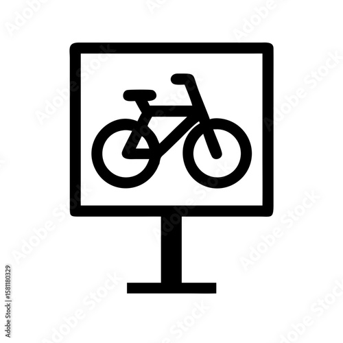 Bike lane sign illustration for bicycle road. Bike lane sign indicates route for cycle with designated way. Graphic bike lane sign concept for environmental awareness campaigns about cycling.