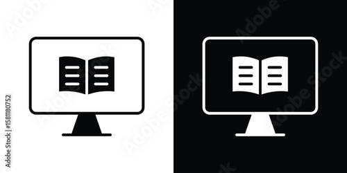 Blended learning icon, Vector graphics in filled style