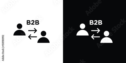 B2B icon, Vector graphics in filled style