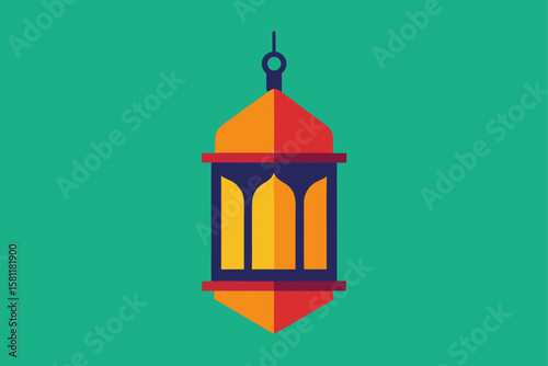 Ramadan Lantern Vector Art Orange Red Yellow Teal festival