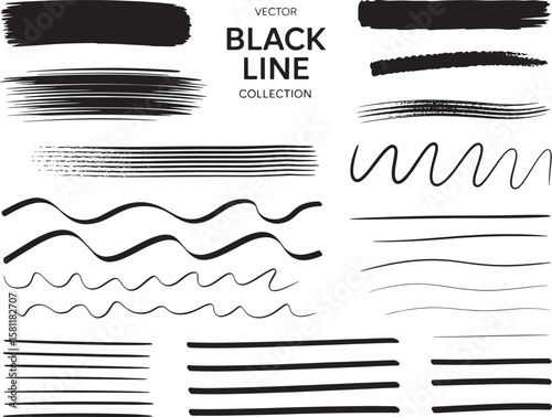 Wallpaper Mural An assortment of black ink brush strokes and wavy lines for design Torontodigital.ca