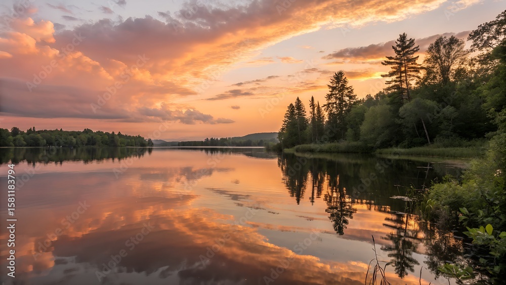 Obraz premium sunset over the lake