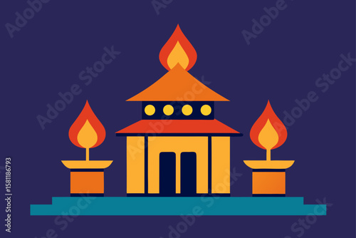 vector illustration of a burning candle