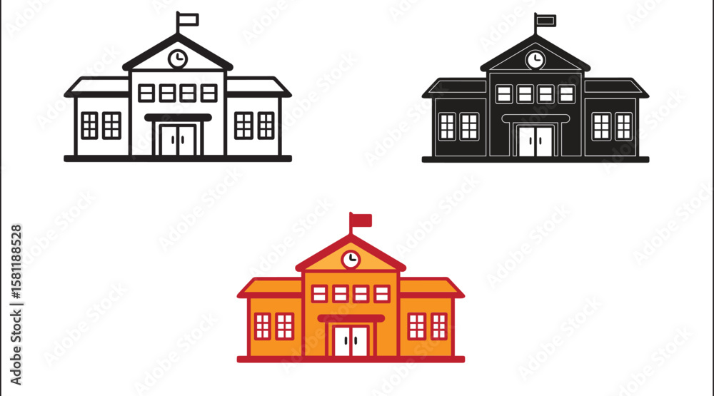 Fototapeta premium School Silhouette Vector Icon for Education, Learning, and Academic Institution Design