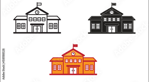 School Silhouette Vector Icon for Education, Learning, and Academic Institution Design

