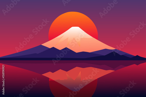  sunset glow on fuji with glassy still lake