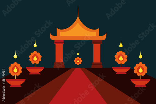 buddhist temple at night