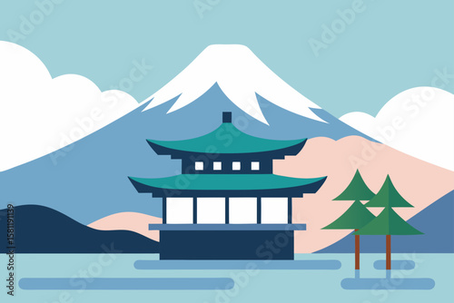 vector illustration of japanese house