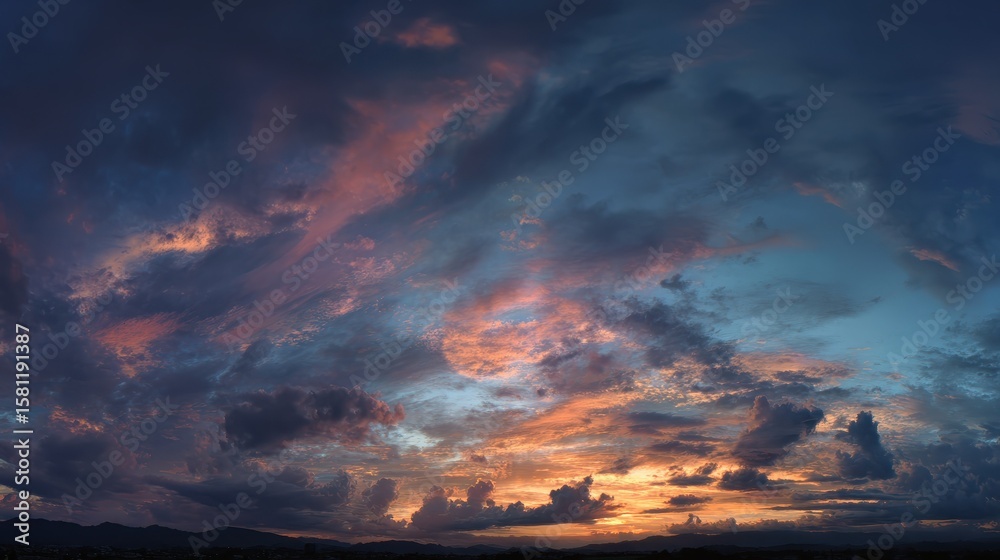Obraz premium PNG Morning dawn sky nature clouds panorama.