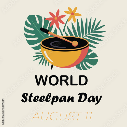 Wallpaper Mural "World Steelpan Day Illustration – August 11 | Caribbean Music Celebration Vector" Torontodigital.ca