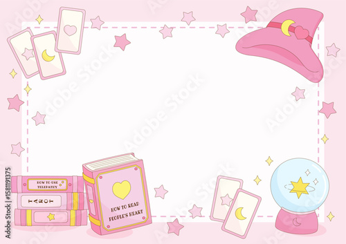 pink magic fortune-telling witch frame 2