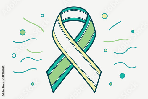 Hepatitis Awareness Ribbon with Decorative Elements
